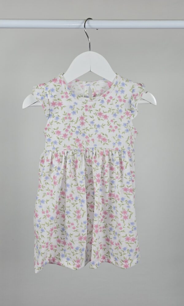 Vestido Beba Jersey Algodon Florcitas con Gota Espalda y Boladitos