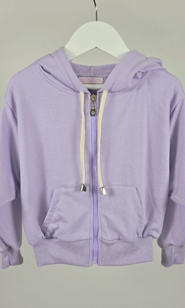 Campera Nena Corta Rustico Oversize Liso con Capucha con puño