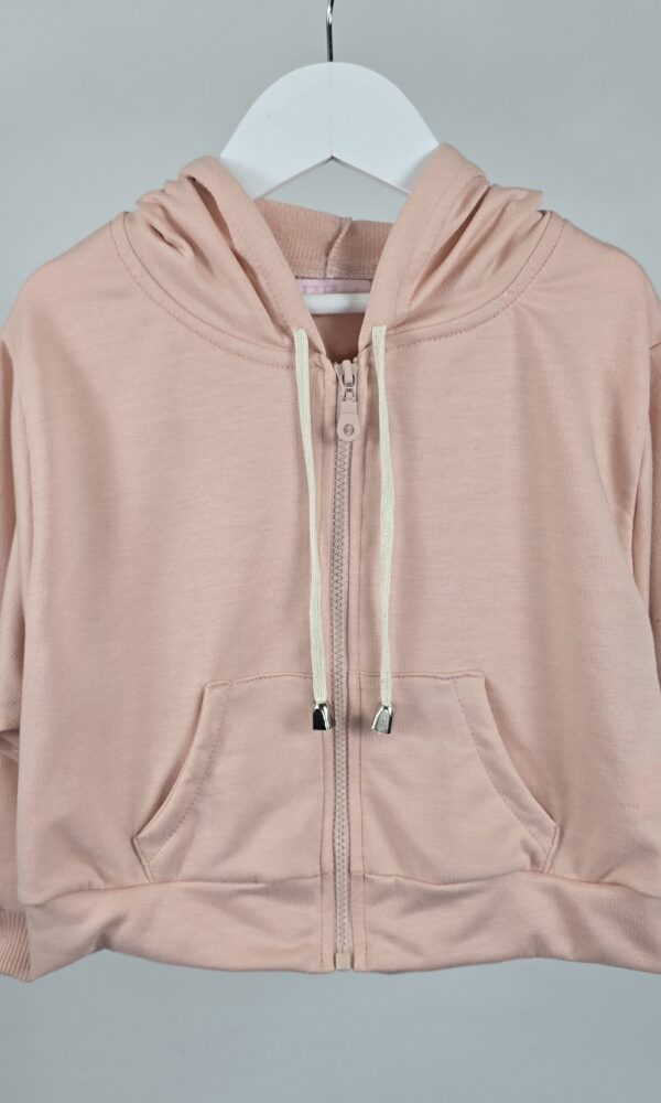 Campera Nena Corta Rustico Oversize Liso con Capucha sin puño