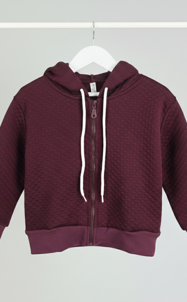 Campera Matelasse Liso con Capucha y Cordon