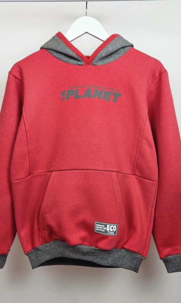 Buzo Friza Juvenil 1Planet Con Recorte Capucha y Canguro