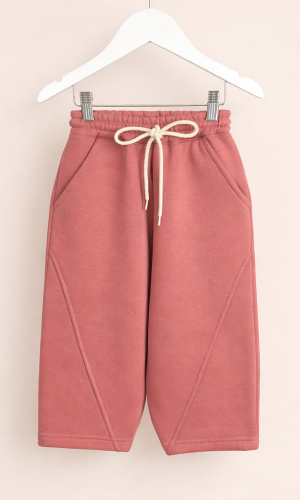 Pantalon Friza Baggy Liso con Recorte y Cordon