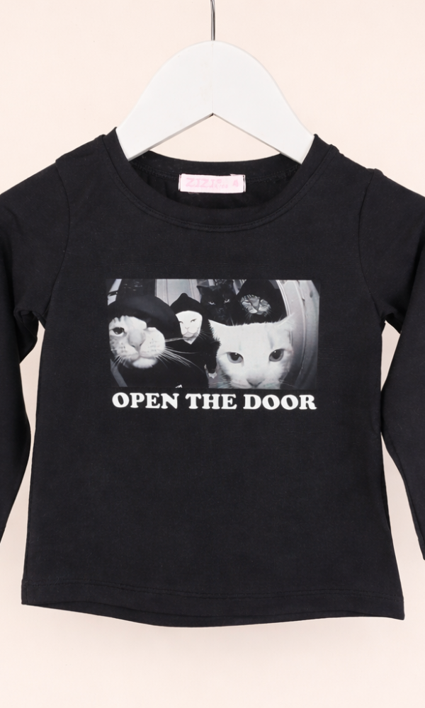 Camiseta Modal Soft.Foto Gatitos Open the Door