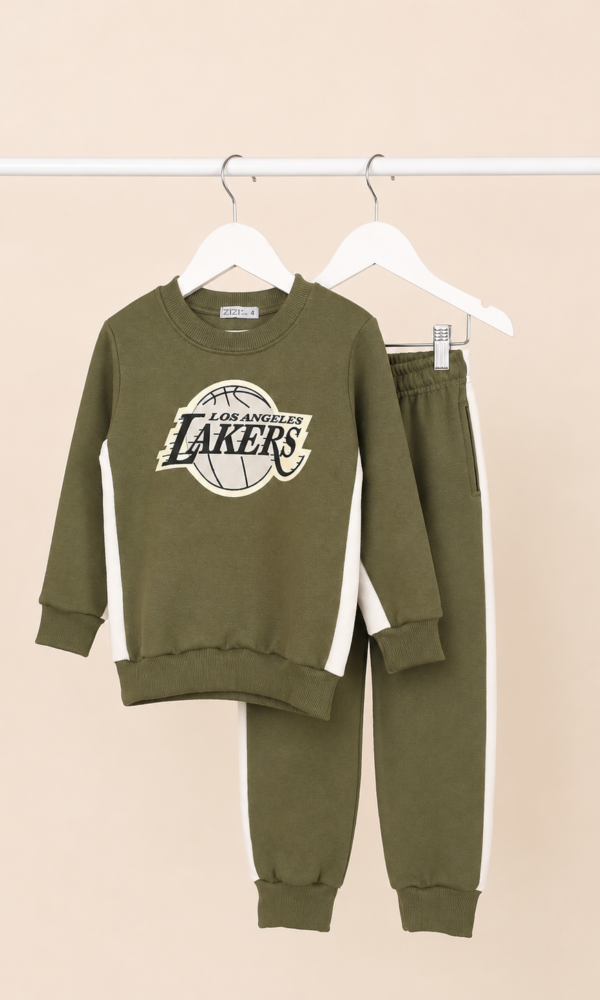 Conjunto Friza Lakers con Buzo y Pantalon Tira Lateral Combinado