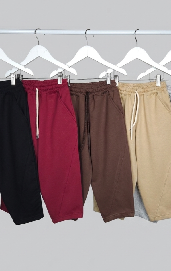 Alternative view of Pantalon Rustico Baggy Recorte Diagonal Liso con Cordon