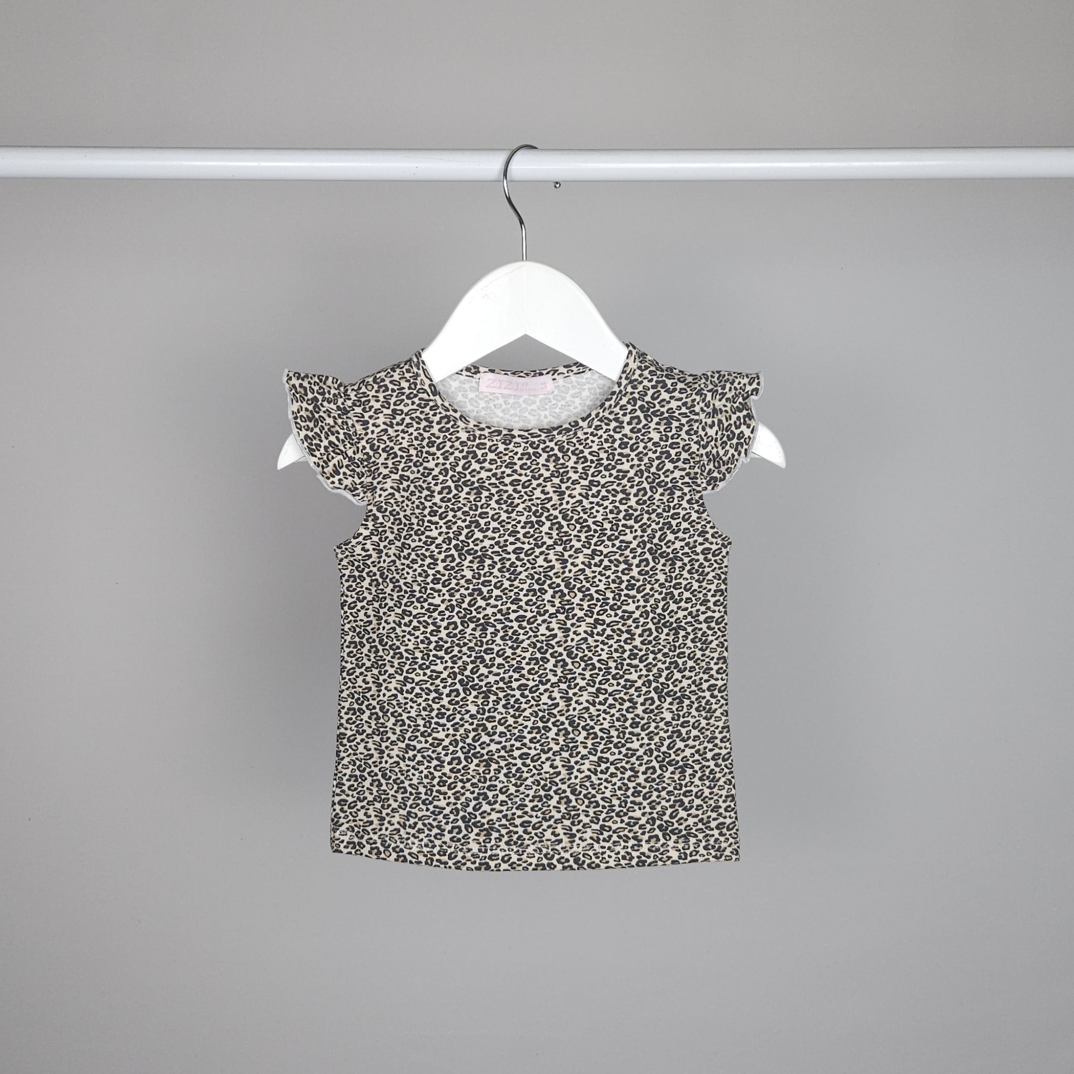 Remera Beba Animal Print Manga Volado Alg Lycra