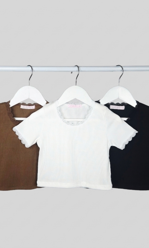 Alternative view of Remera Nena Morley Liso con Puntilla