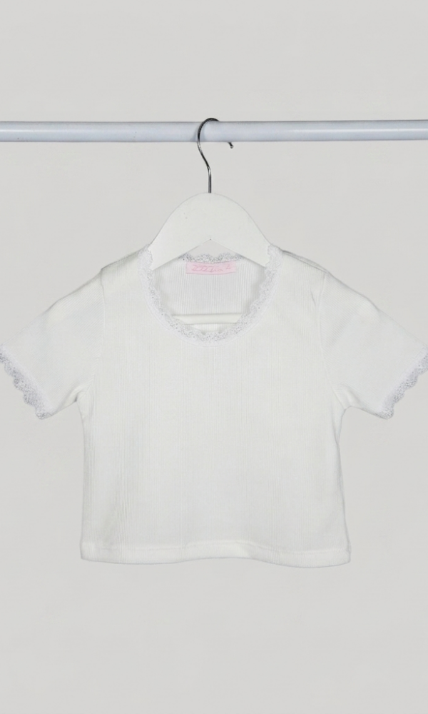 Remera Nena Morley Liso con Puntilla