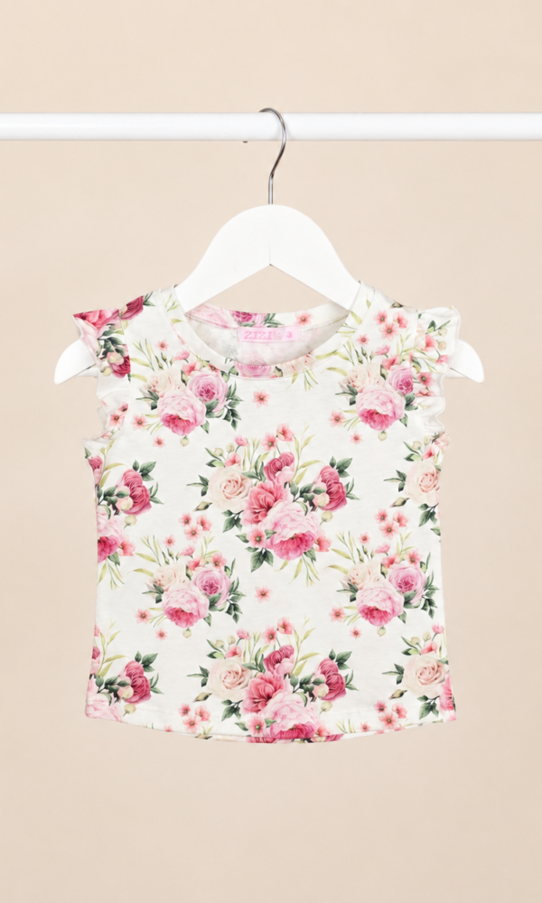 Remera Beba Jersey Algodon Floreada Bolado