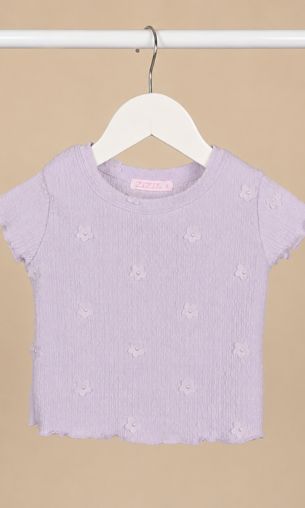 Remera Nena Hawai Brusella con Aplique Flores