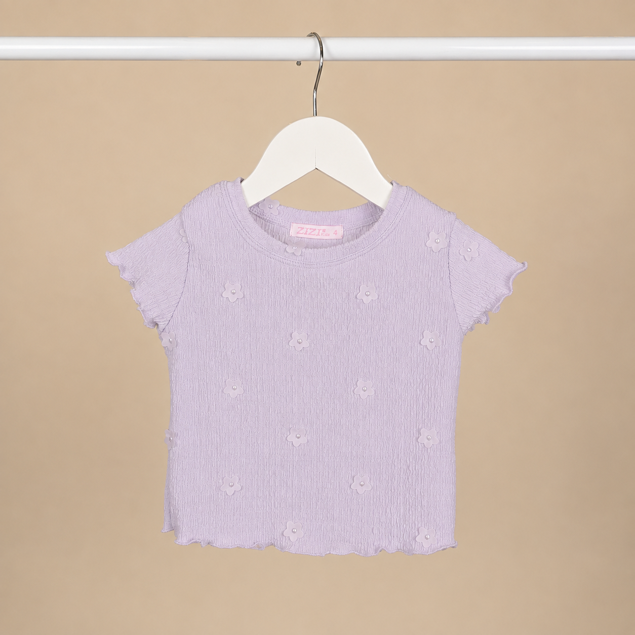 Remera Nena Hawai Brusella con Aplique Flores