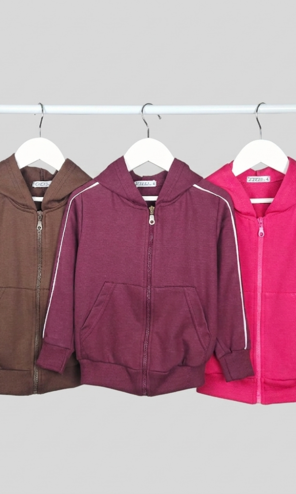 Alternative view of Campera Rustico Liso con Doble Vivos Combinado y Capucha