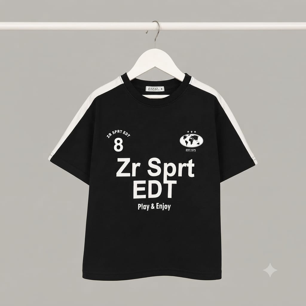 Remera Boxy Fit con Recorte Hombro Combinado Zr Sprt