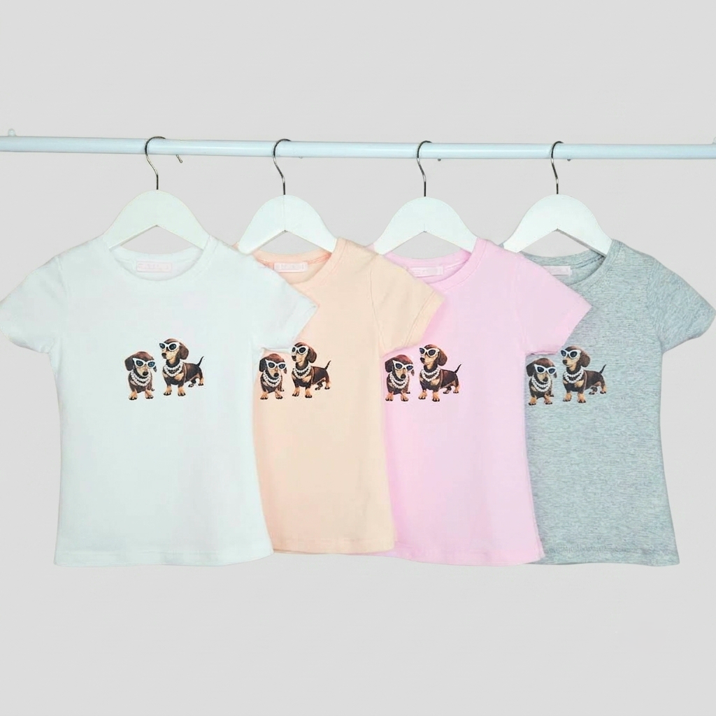 Remera Nena Perro Salchicha Algodon Lycra - Imagen 2