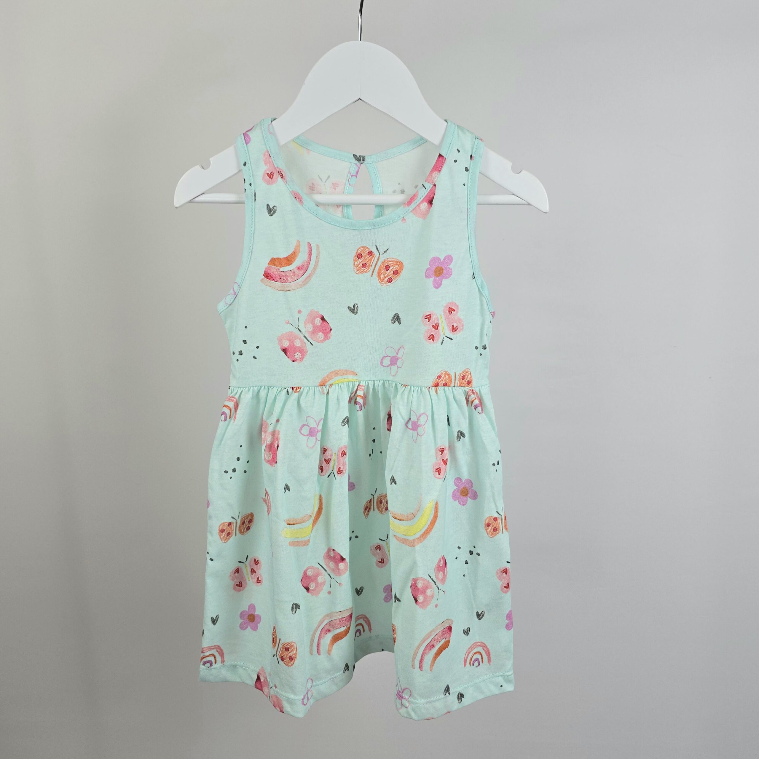 Vestido C/Gota Jersey Alg.Mariposa Arcoiris *LIQUIDACIÓN*