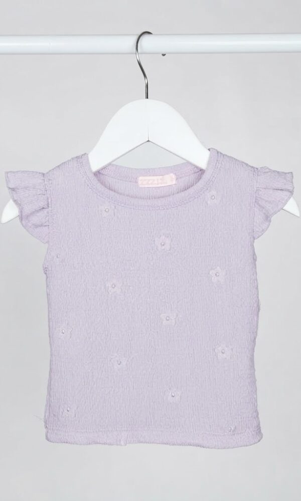 Remera Beba Hawai Brusela con Aplique Flores y Bolado