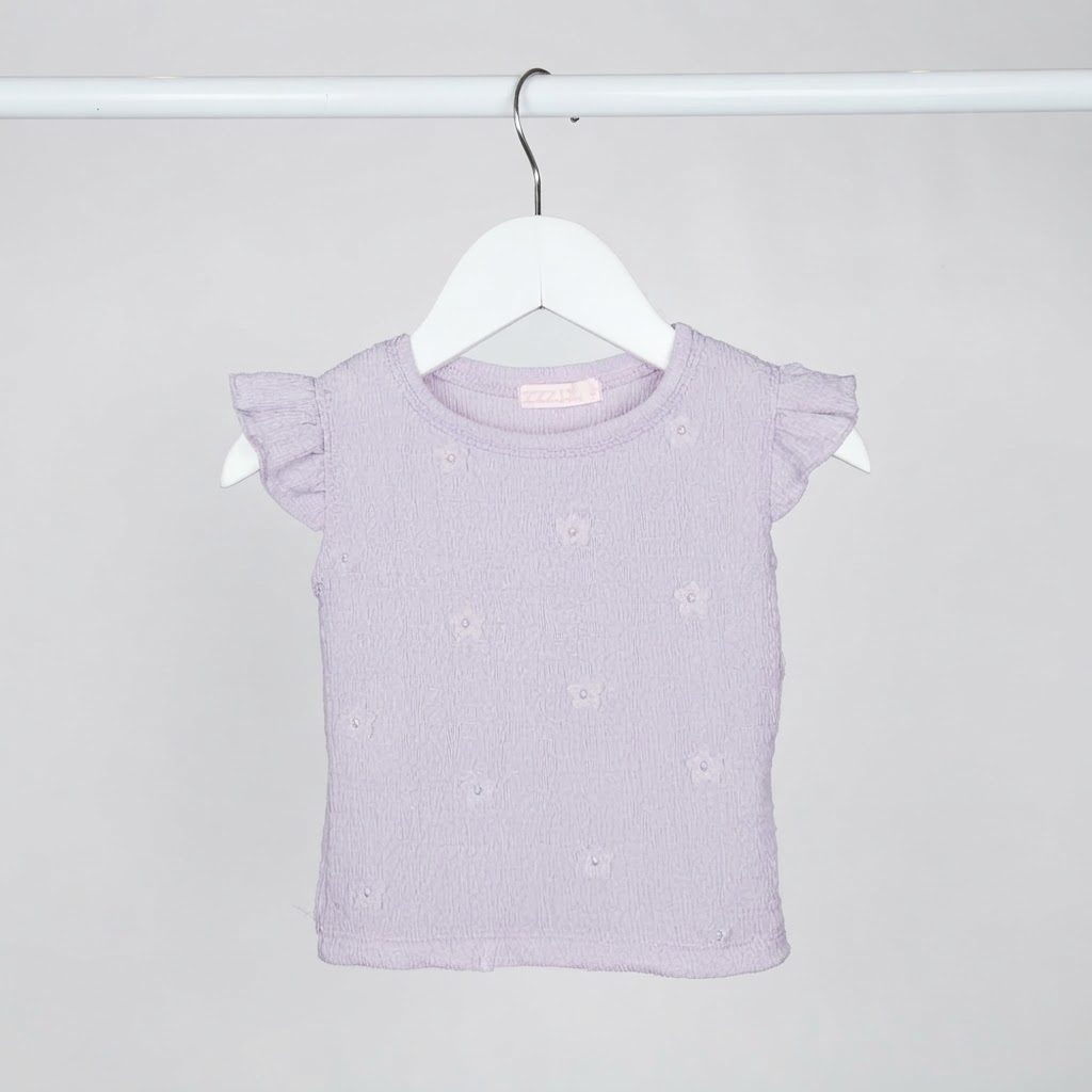 Remera Beba Hawai Brusela con Aplique Flores y Bolado