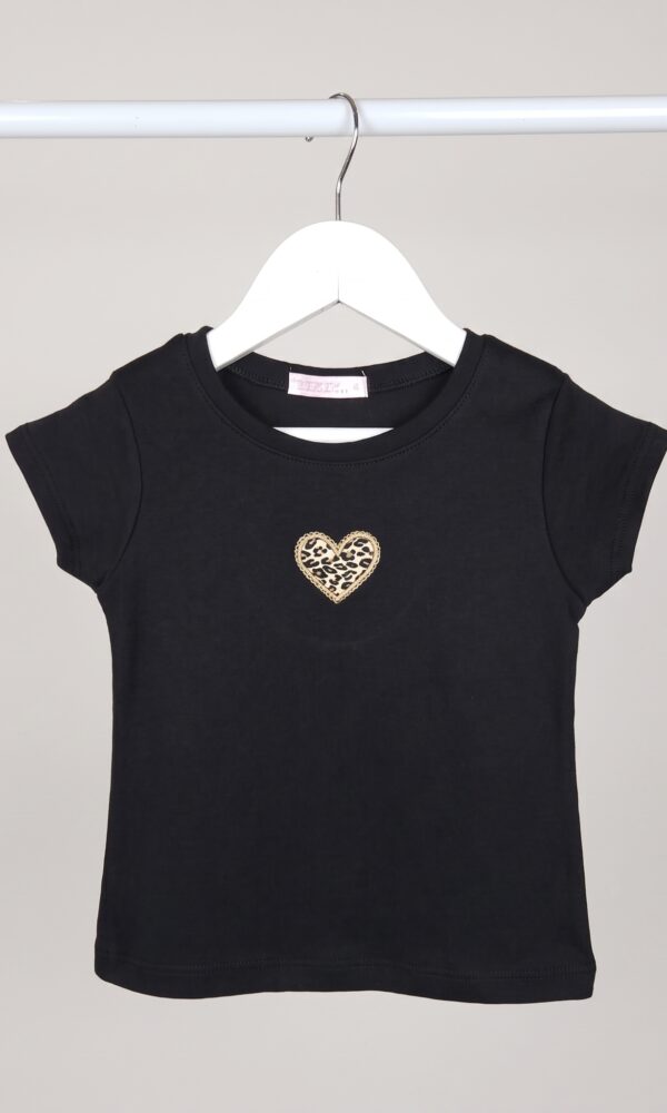 Remera Nena Alg Ribb Corazon Aplique Animal Print